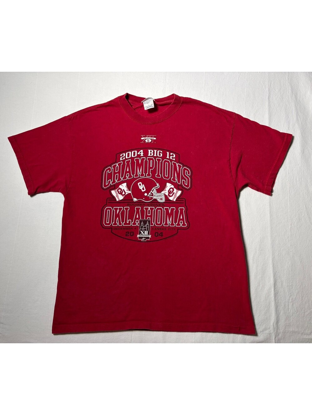 2004 Oklahoma Sooners Big 12 Champions T-Shirt Red OU Football VTG Y2K